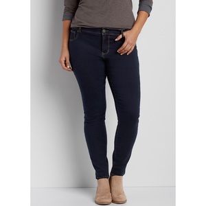 DenimFlex dark wash jegging with brown stitching